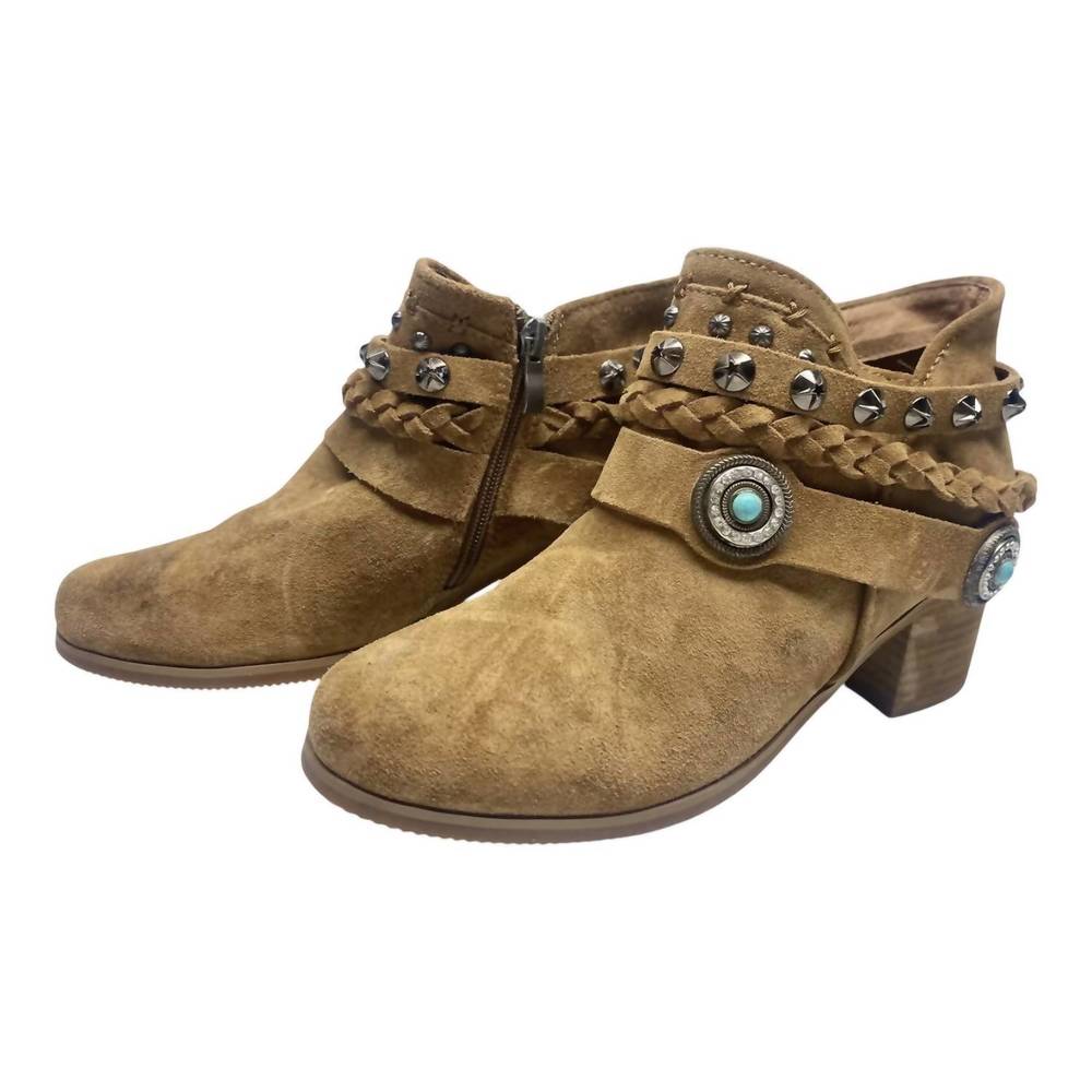 NEW MONTANA WEST women's trinity ranch western booties in tan